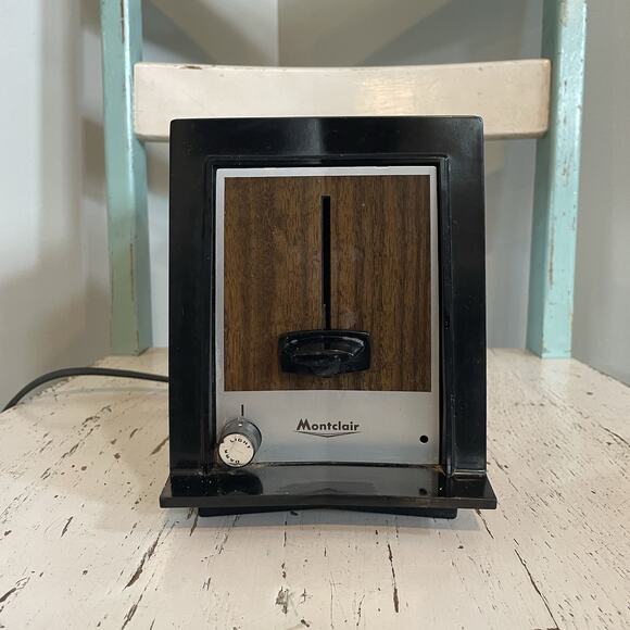 Vintage Montclair Electronic Toaster 2 Slice Chrome Wood Panel Works 52-263-6 - Picture 1 of 9